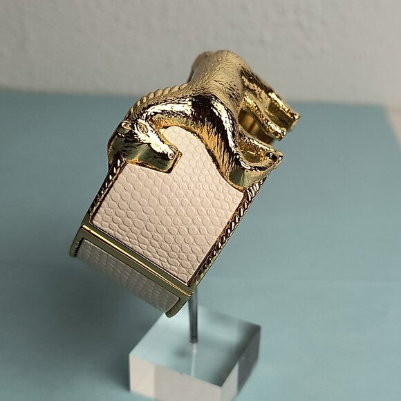 WESTERN GLAM  Y2k Mustang Horse Hinged Cuff Bangle Clamper Bracelet White… - Picture 7 of 9